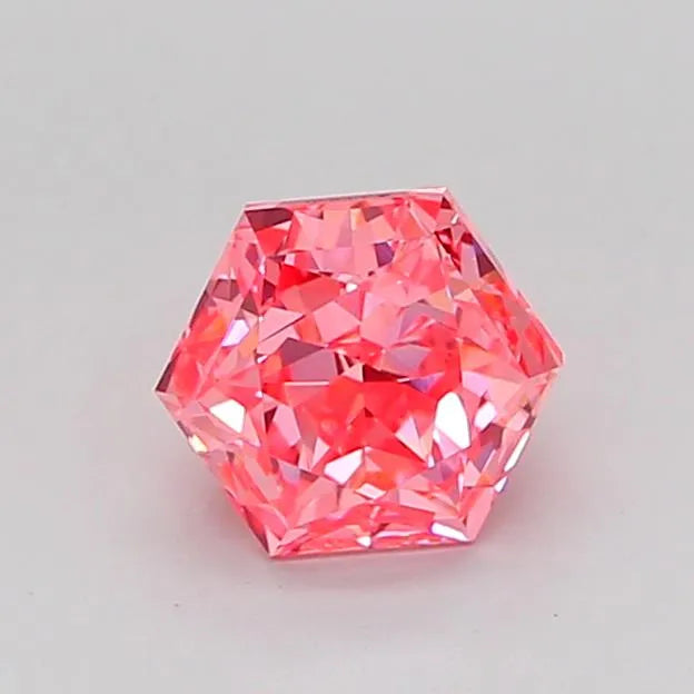 0.89ct Hexagonal Lab Grown Diamond (Colour Fancy Vivid Pink, Clarity VVS2, IGI Certified)