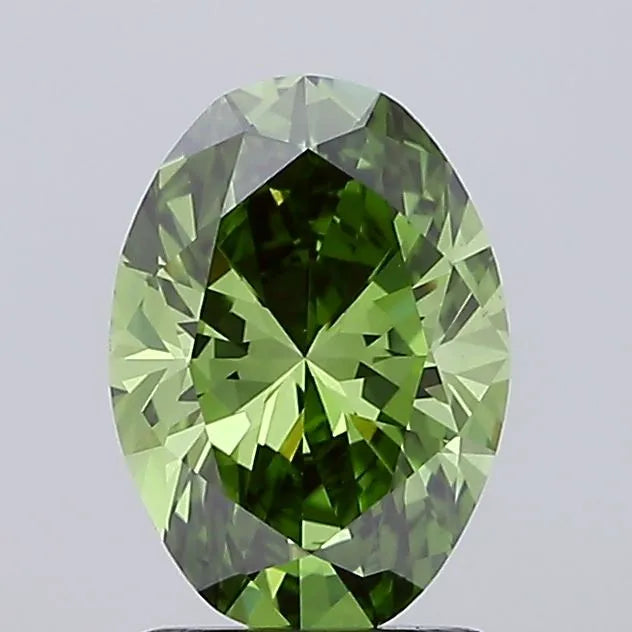 1.52ct Oval Lab Grown Diamond (Colour Fancy Vivid Green, Clarity VVS2, IGI Certified)