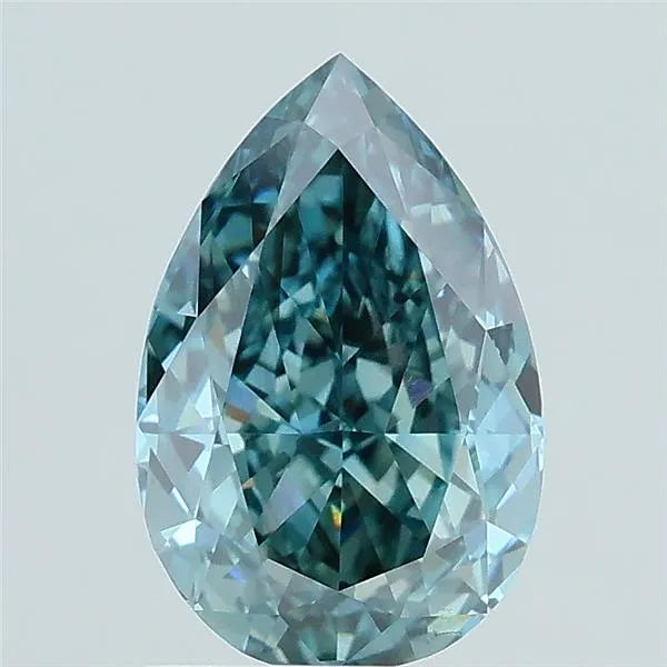 1.72ct Pear Lab Grown Diamond (Colour Fancy Vivid Greenish Blue, Clarity VS1, IGI Certified)
