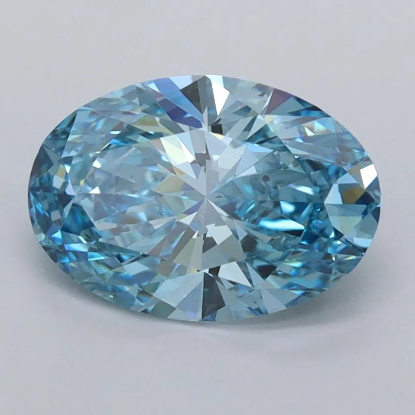 1.74ct Oval Lab Grown Diamond (Colour Fancy Vivid Blue, Clarity VVS2, IGI Certified)