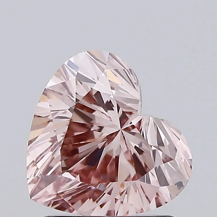 1.52ct Heart Lab Grown Diamond (Colour Fancy Pinkish Brown, Clarity VS2, IGI Certified)
