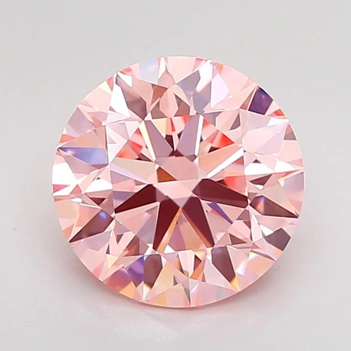 2.29ct Round Lab Grown Diamond (Colour Fancy Vivid Pink, Clarity VVS2, Cut ID, IGI Certified)