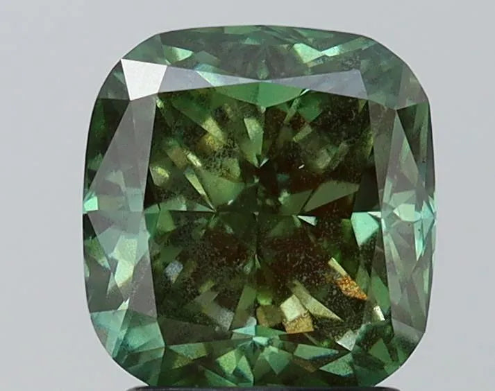 2.60ct Cushion brilliant Lab Grown Diamond (Colour Fancy Vivid Green, Clarity VS1, IGI Certified)
