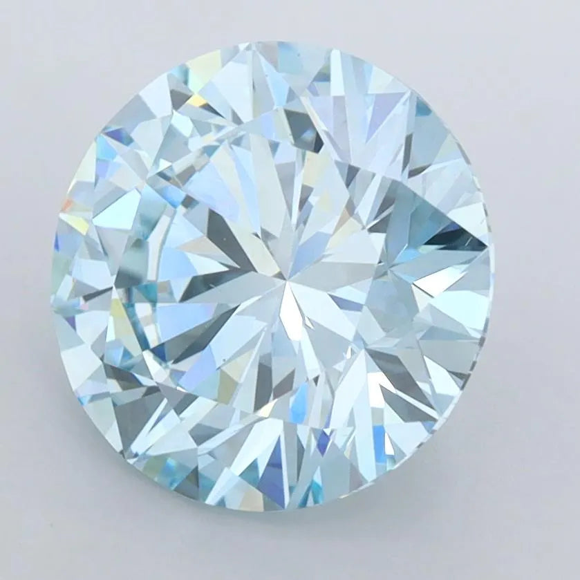 3.00ct Round Lab Grown Diamond (Colour Fancy Intense Greenish Blue, Clarity VVS2, Cut ID, IGI Certified)