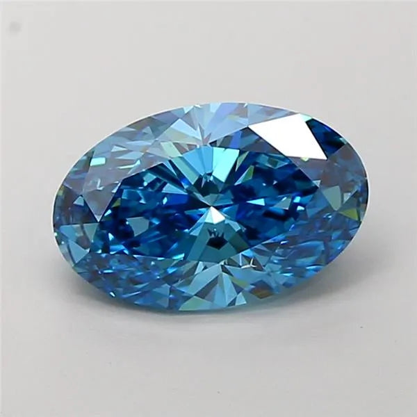 3.01ct Oval Lab Grown Diamond (Colour Fancy Vivid Blue, Clarity VS2, IGI Certified)