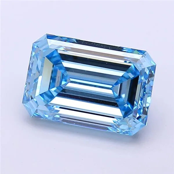 3.02ct Emerald Lab Grown Diamond (Colour Fancy Vivid Blue, Clarity VVS2, IGI Certified)