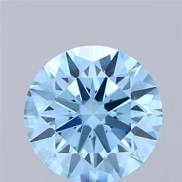 3.09ct Round Lab Grown Diamond (Colour Fancy Vivid Blue, Clarity VVS2, Cut ID, IGI Certified)