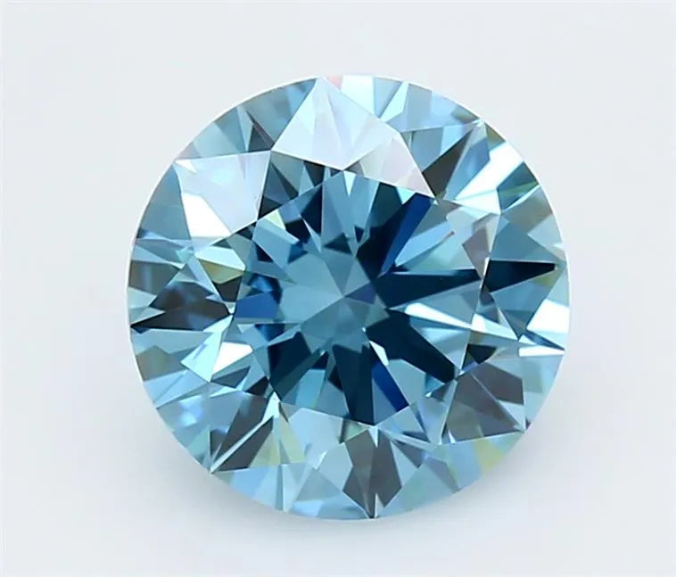 3.23ct Round Lab Grown Diamond (Colour Fancy Vivid Blue, Clarity VVS2, Cut ID, IGI Certified)