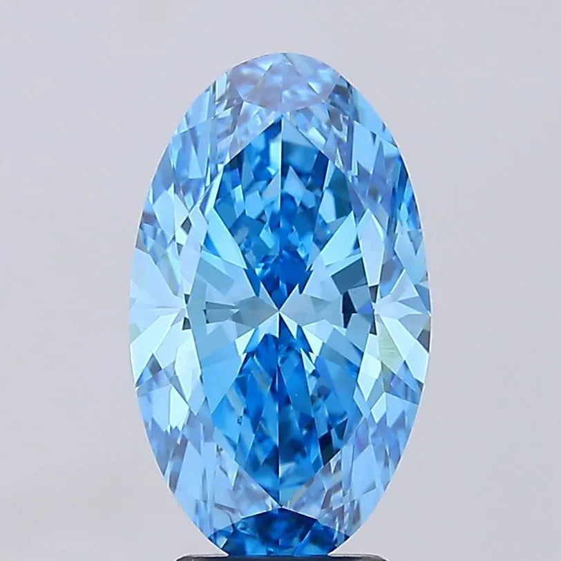 3.70ct Oval Lab Grown Diamond (Colour Fancy Vivid Blue, Clarity VS1, IGI Certified)