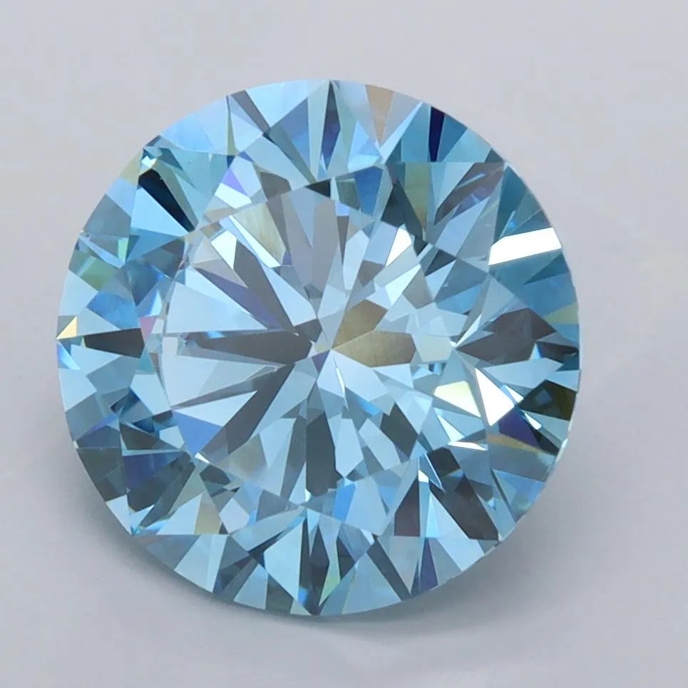 3.86ct Round Lab Grown Diamond (Colour Fancy Vivid Blue, Clarity VVS2, Cut ID, IGI Certified)