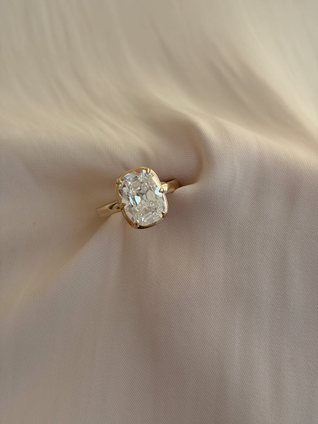 Ophelia Ring - 4.56ct E VVS2 Cushion Brilliant (Antique Cut) Lab Diamond