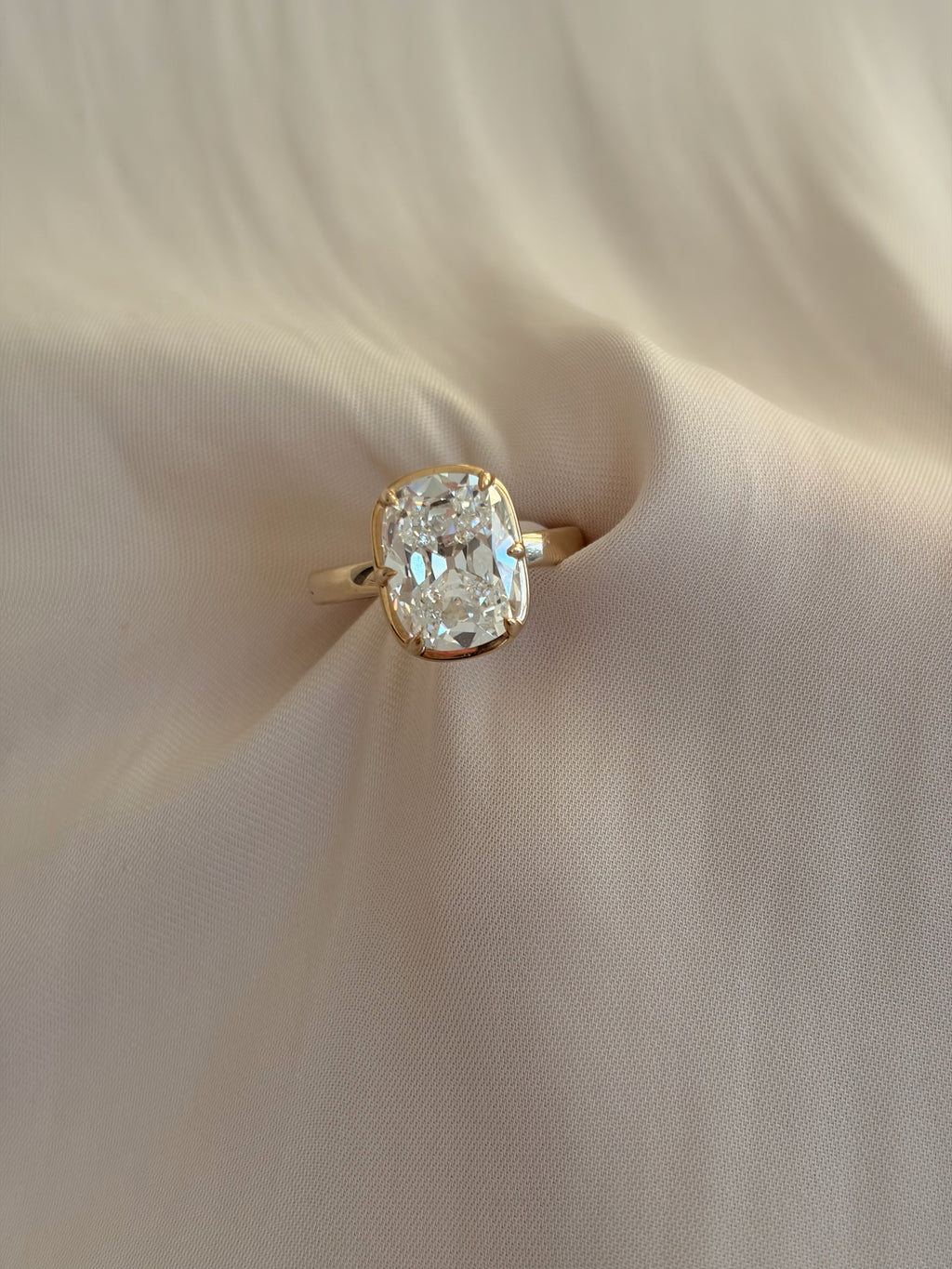 Ophelia Ring - 4.56ct E VVS2 Cushion Brilliant (Antique Cut) Lab Diamond