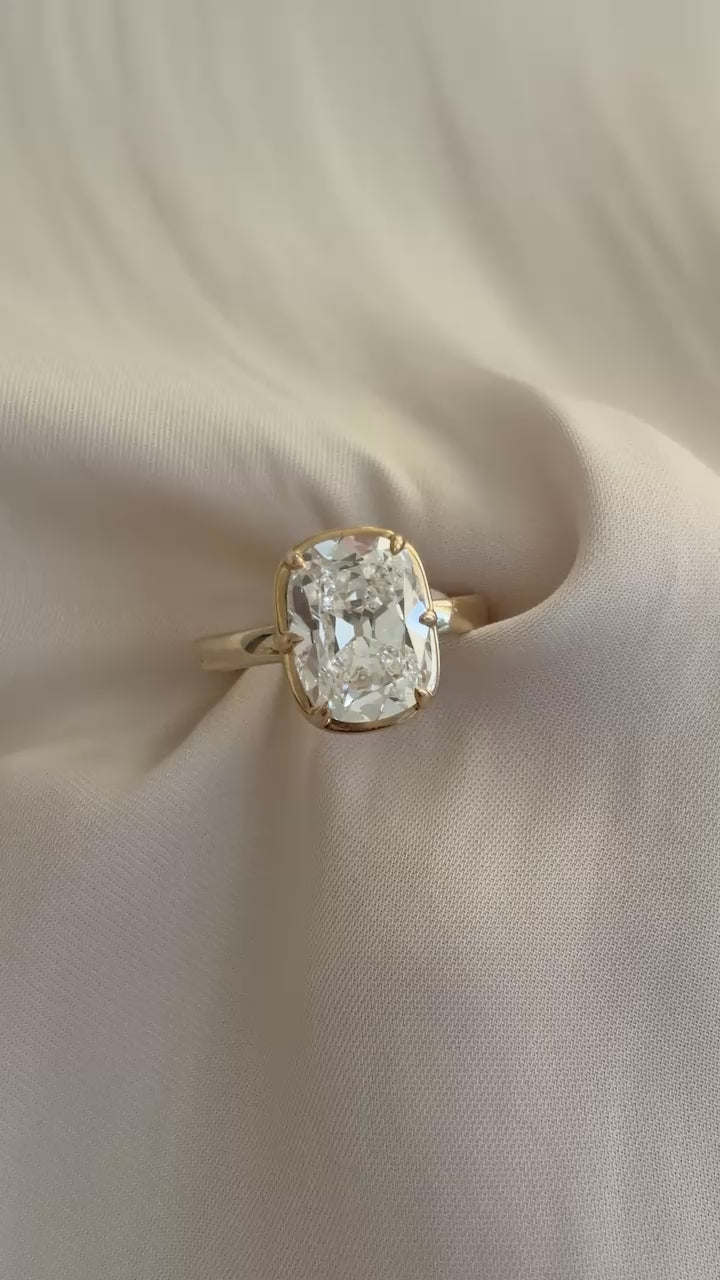 Ophelia Ring - 4.56ct E VVS2 Cushion Brilliant (Antique Cut) Lab Diamond